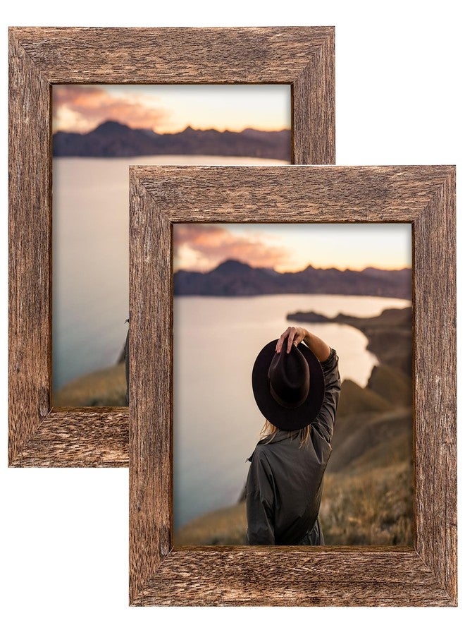 LEKAIYA مجموعة إطارات صور LEKAIYA مقاس 5x5، قطعتان، إطار صور مربع بنمط حبيبات الخشب الريفي، مناسب للعرض على الطاولة أو التثبيت على الحائط - Image 1